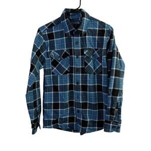 Dixxon Flannel THRICE Identity Crisis Shirt Mens XS Blue Plaid Long Sleeve Music